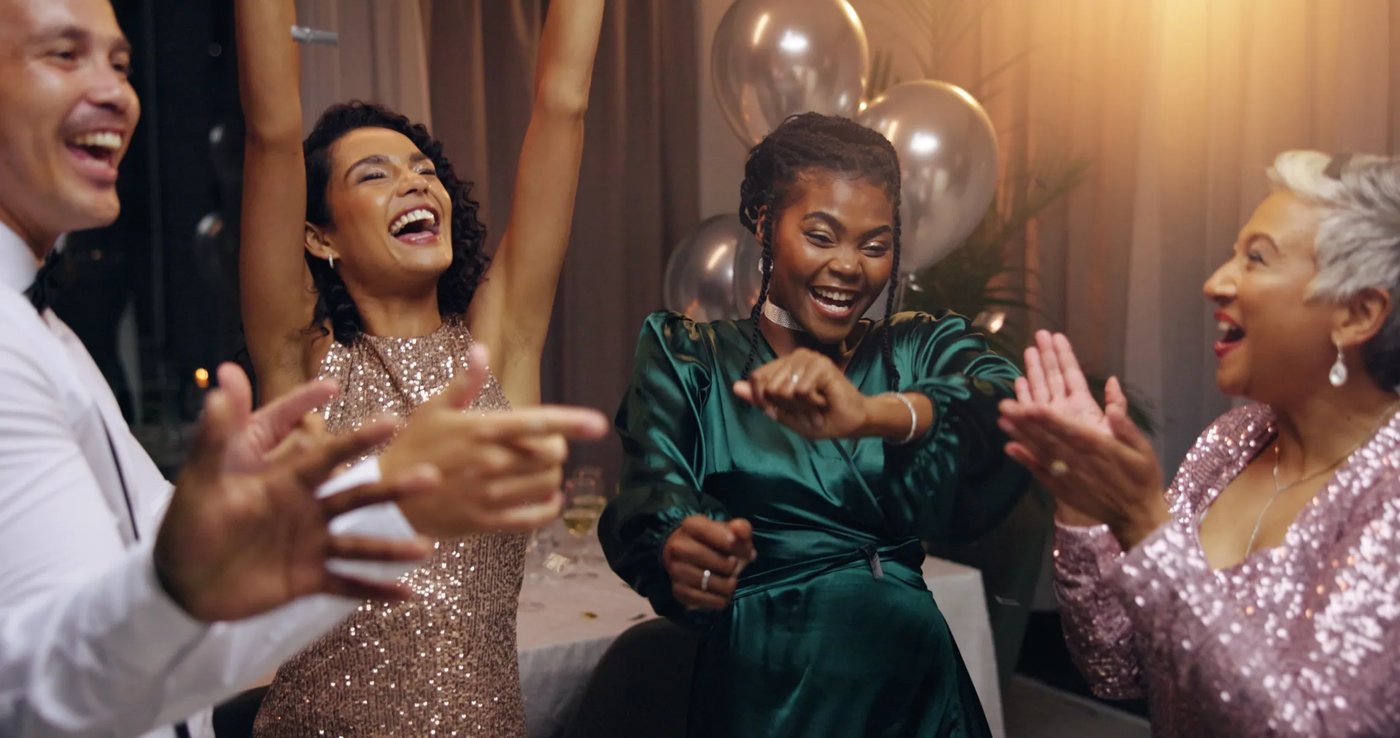 Guests celebrating on the dance floor